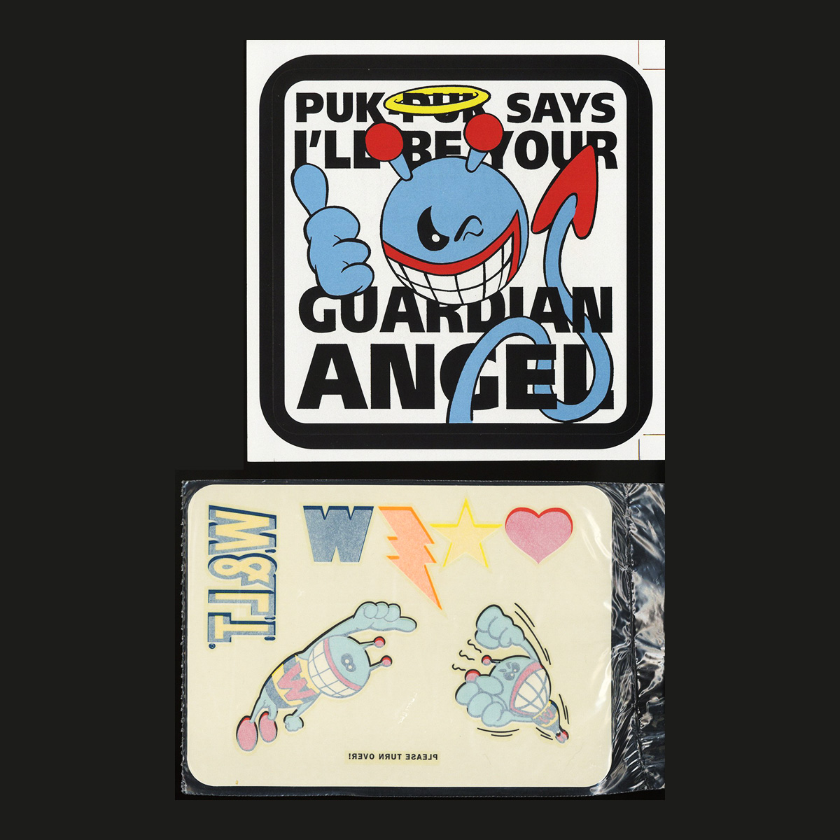Walter Van Beirendonck: Sticker Puk Puk Says I'll Be Your Guardian Angel (1997) + Tattoo Sticker W.&L.T
