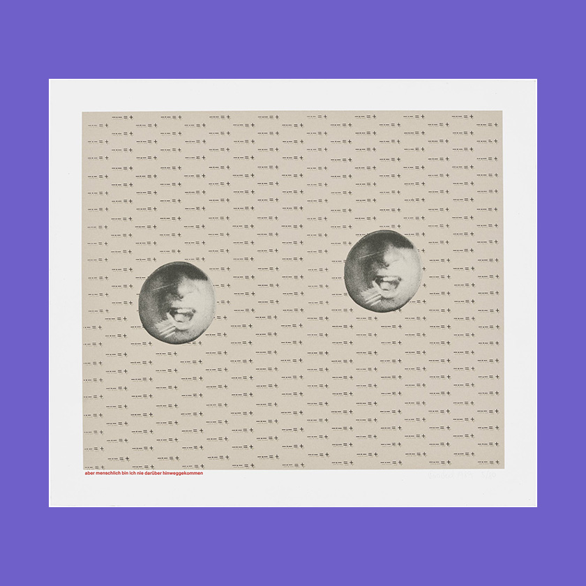 Rosemarie Trockel: Aber menschlich bin ich nie darüber hinweggekommen (Screenprint, edition of 80 copies)